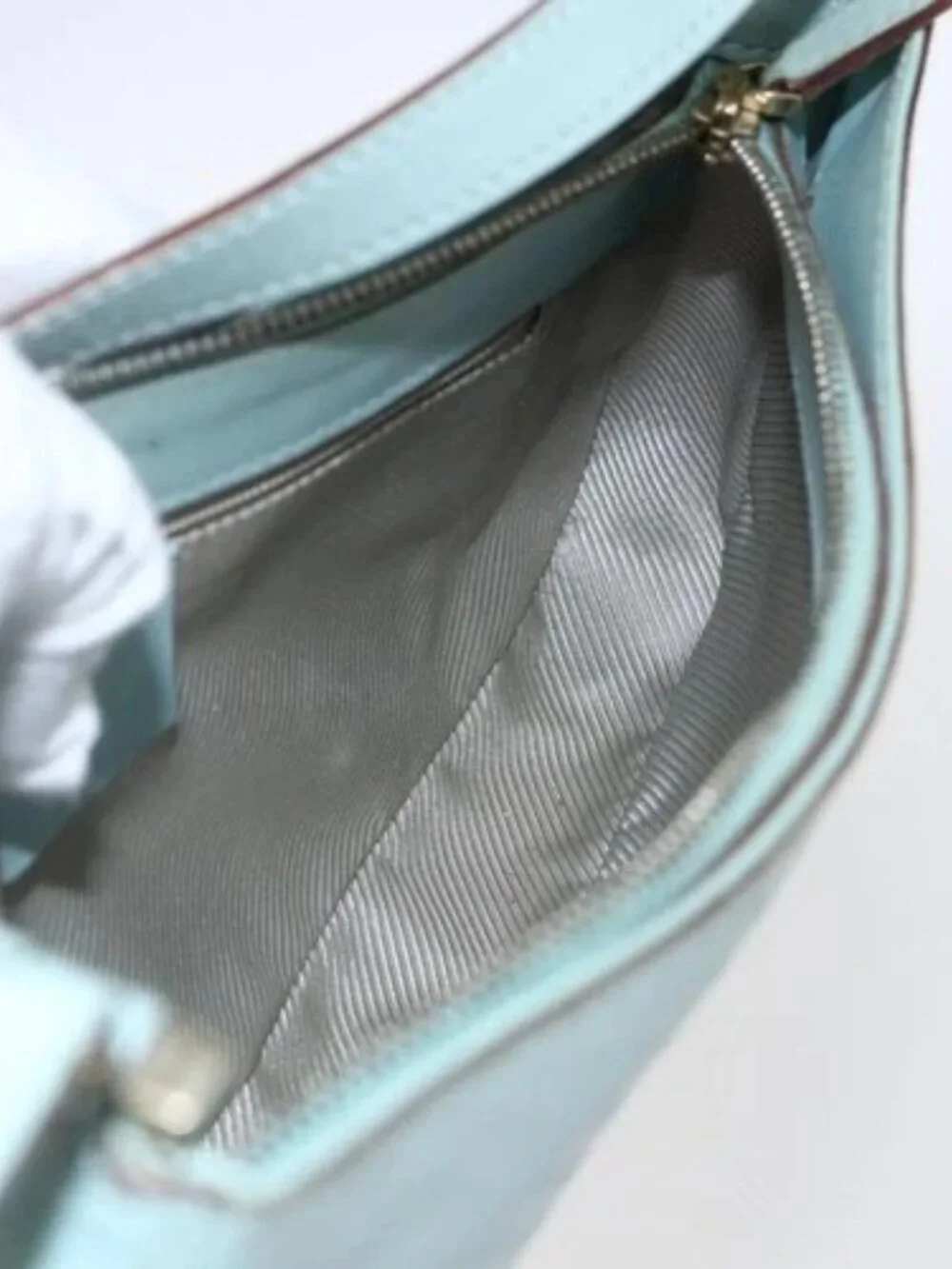 GUCCI Micro GG Canvas Shoulder Bag Leather Light Blue Gold 001 5155 Auth 173651 - Picture 13 of 16